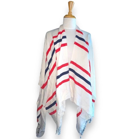 J. McLaughlin Colette fringed striped poncho
One size Americana USA patriotic - Picture 3 of 7